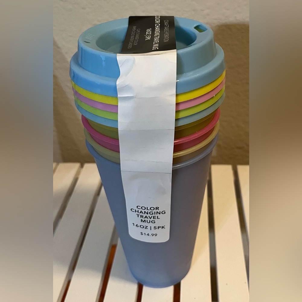 JOANN Color Changing Travel Mugs 5 pack NEW!